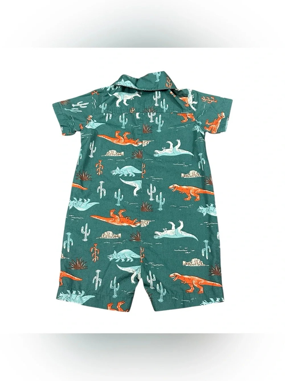 Carter’s Baby Boy 24M Dinosaur Cactus Desert Print Button Romper Green